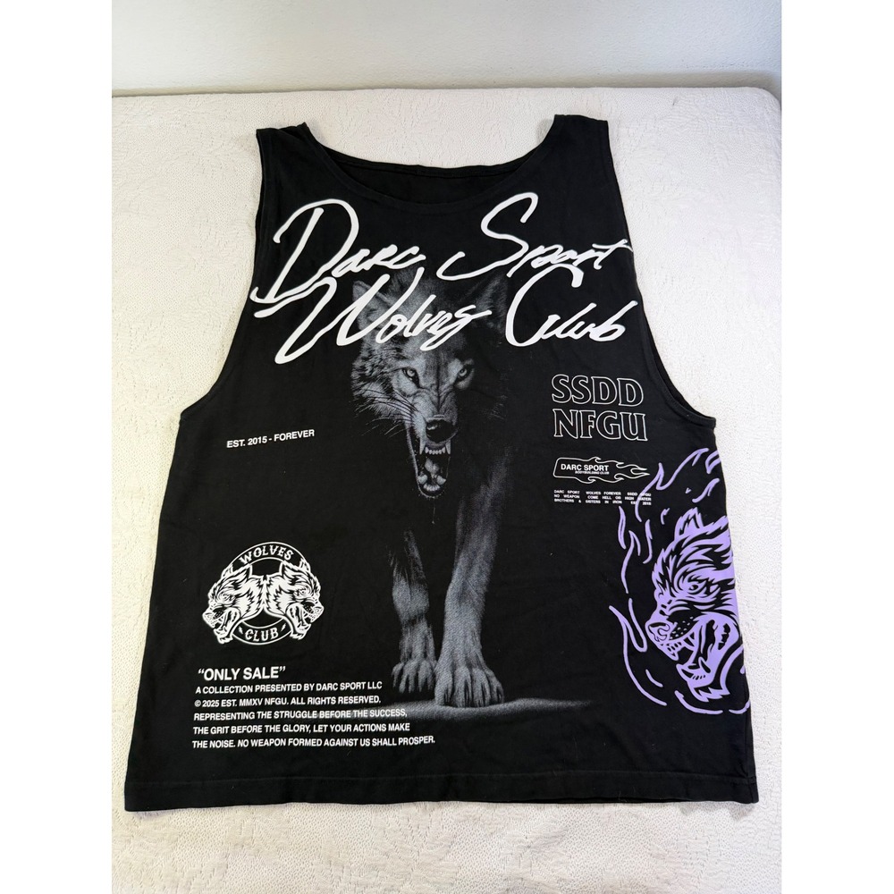 Darc Sport Wolves Club Tank Top Black Graphic Gym Shirt SSDD NFGU Mens XL